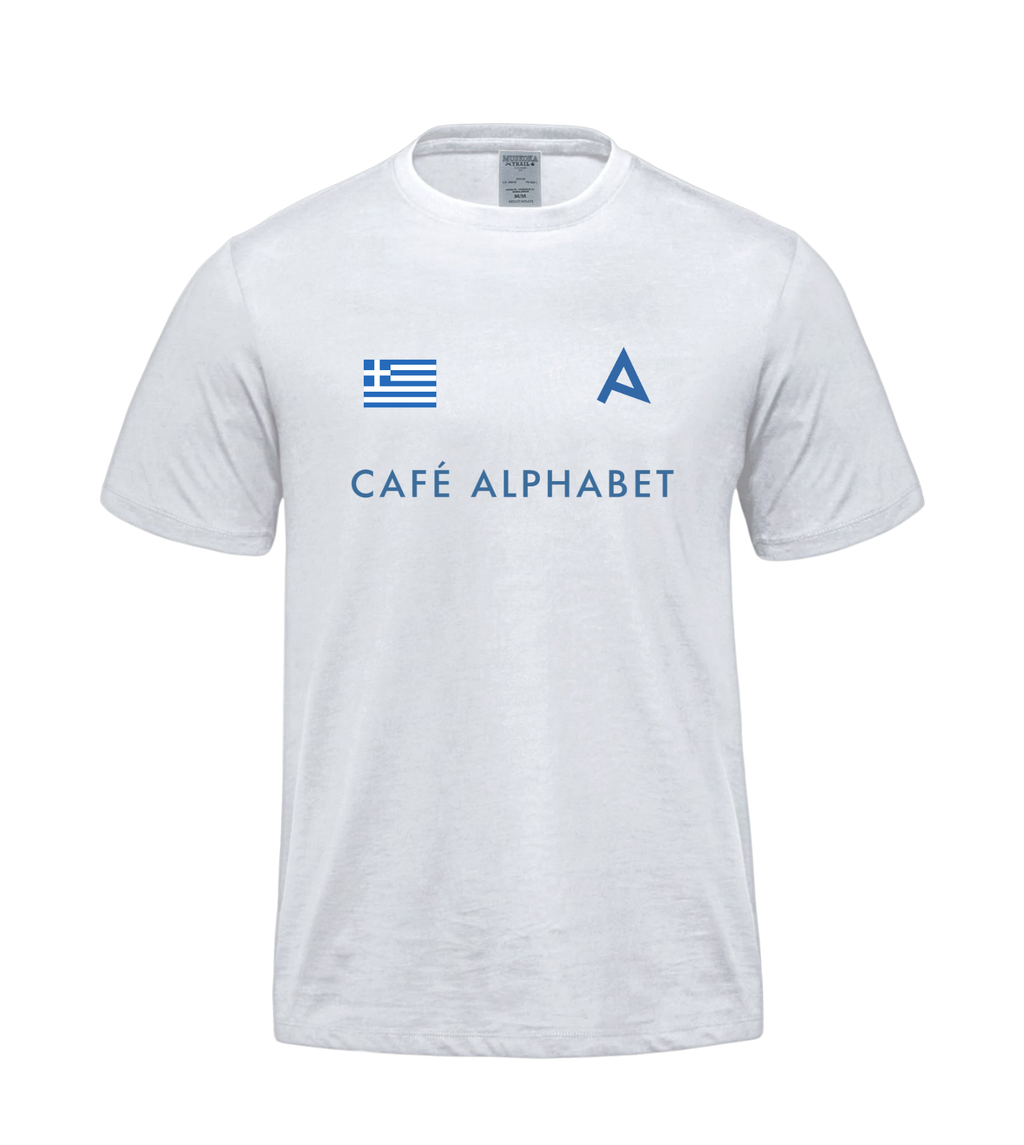 Alphabet Barista Tee — Dancing Brothers Edition (White)