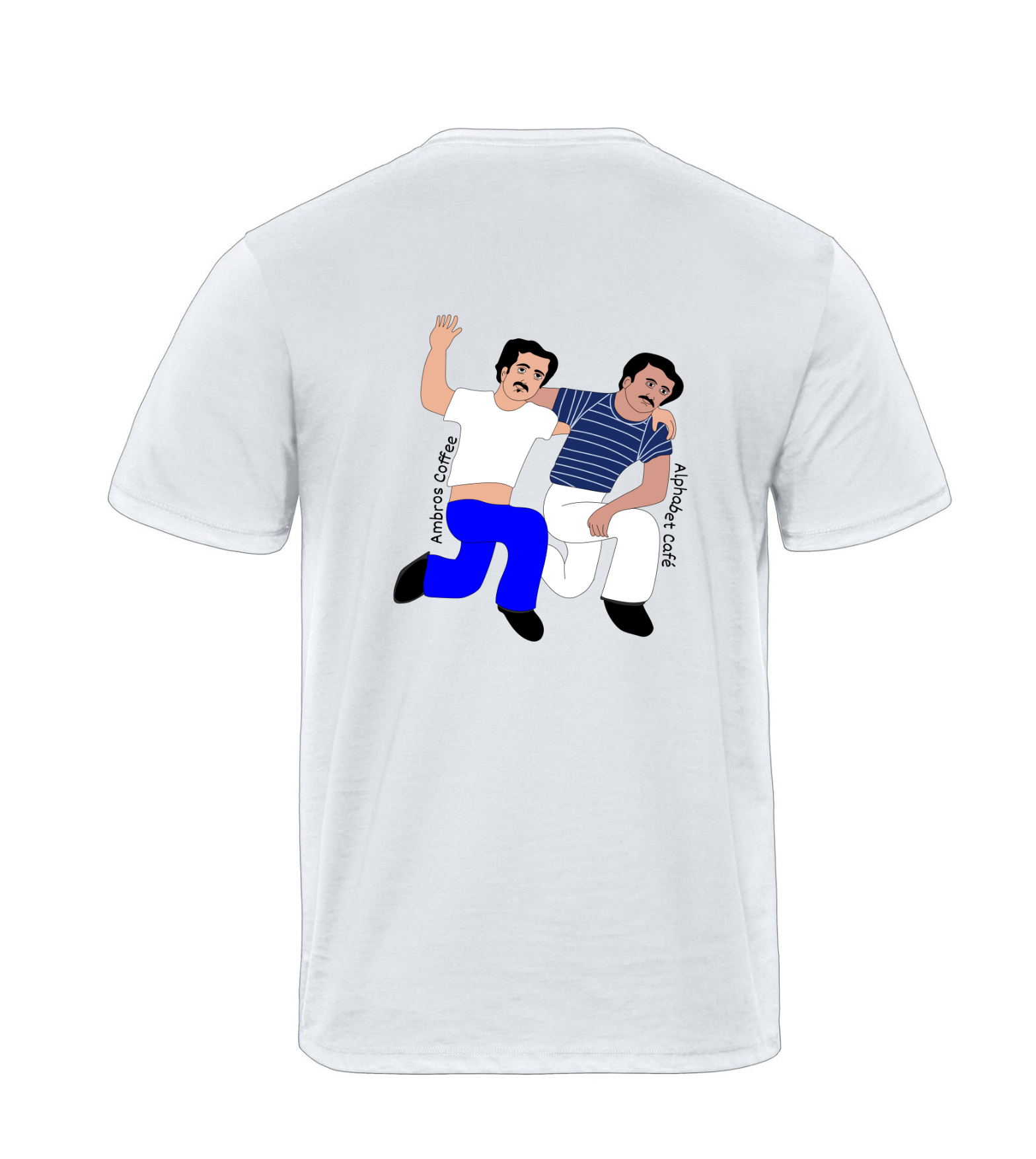 Alphabet Barista Tee — Dancing Brothers Edition (White)