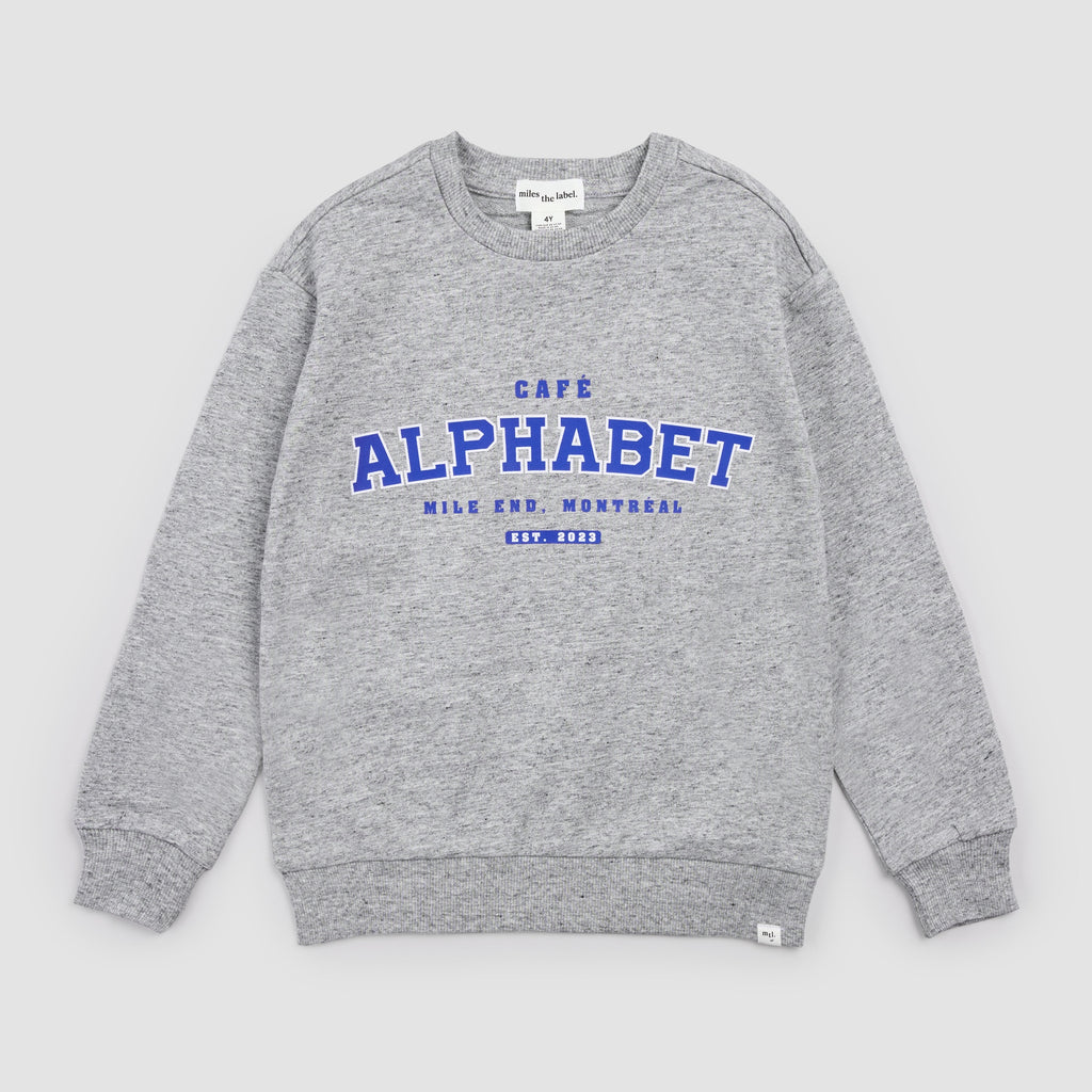 ABC Kids Varsity Crewneck in Heather Grey by Miles the Label