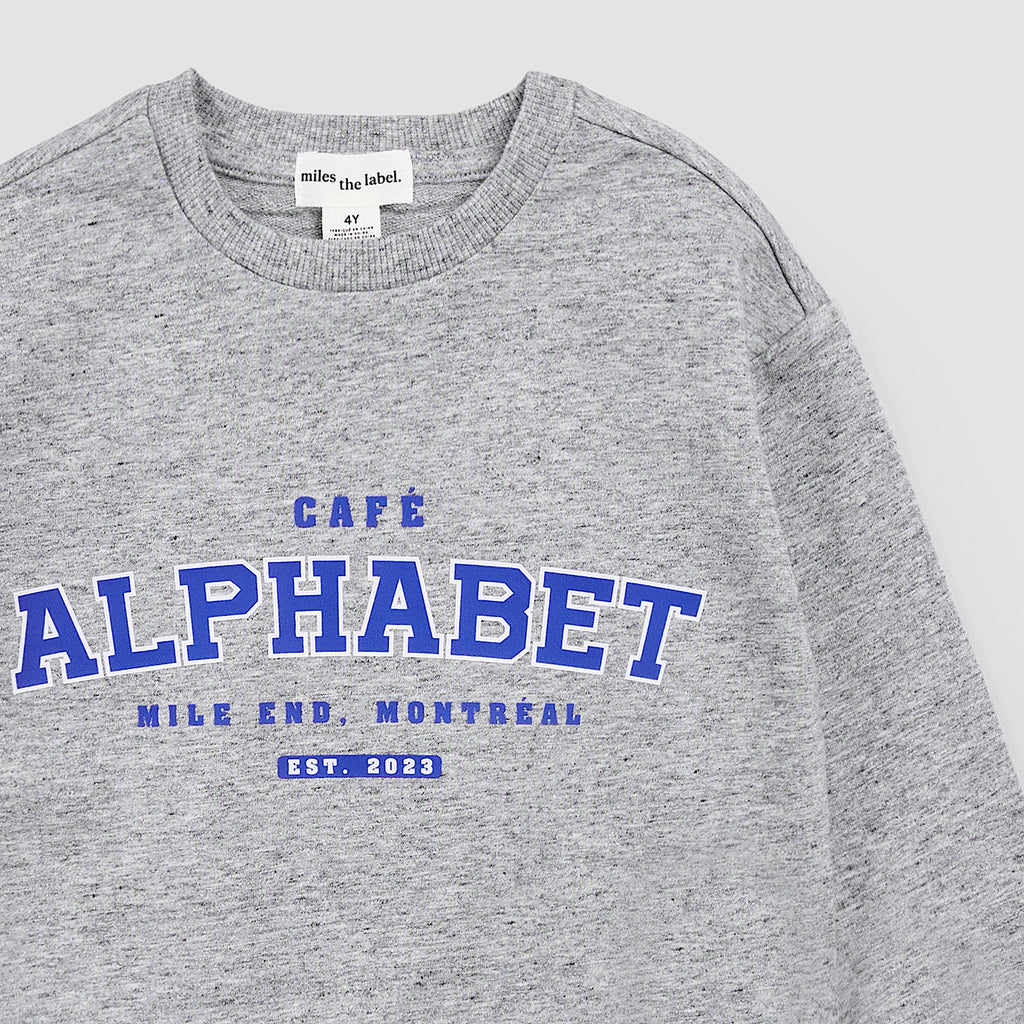 ABC Kids Varsity Crewneck in Heather Grey by Miles the Label