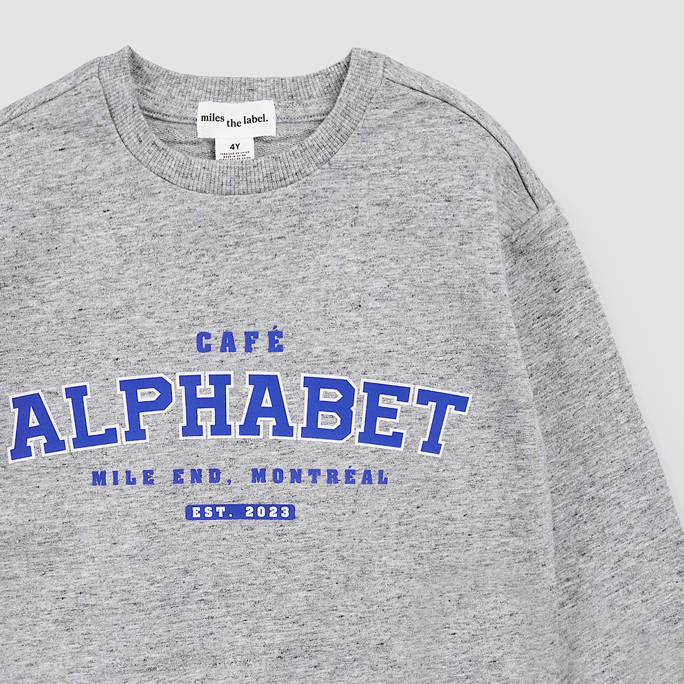 ABC Kids Varsity Crewneck in Heather Grey by Miles the Label