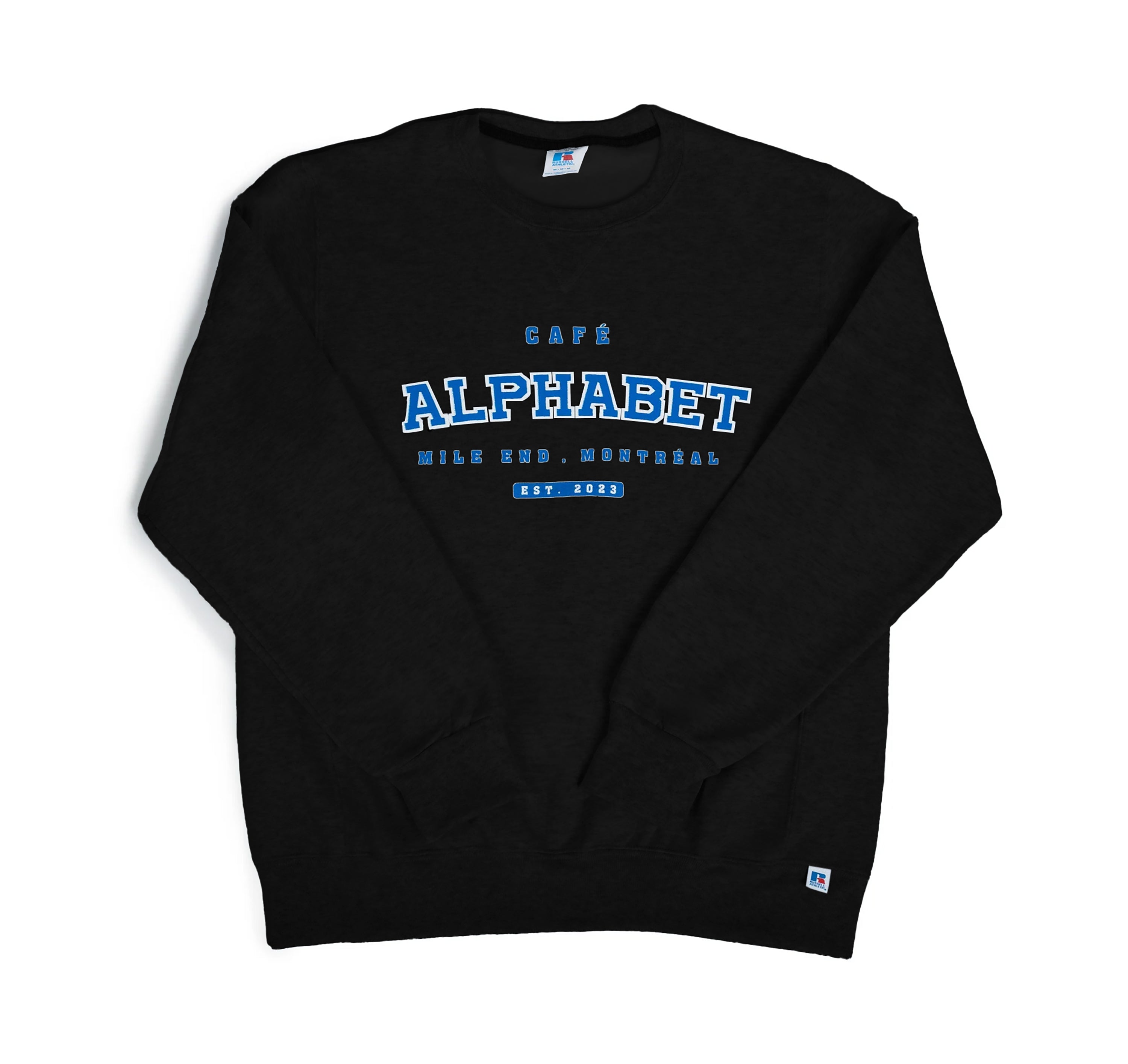 Alphabet Varsity Crewneck in Black
