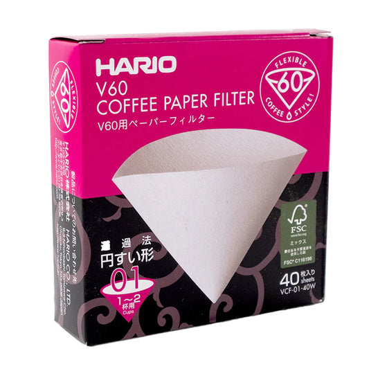 Hario V60-01 White Filters (40 Pack)